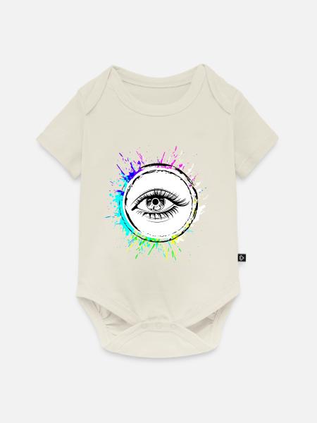 Augen symbol Wimpern - Baby Premium Kurzarmbody - Naturweiß