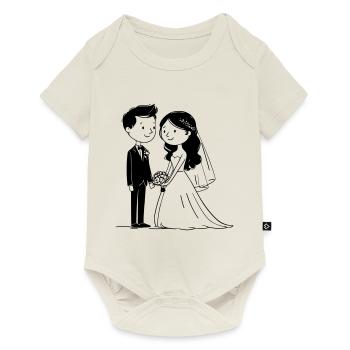 Wedding Couple – Romantic Vector Graphic - Baby Premium short-sleeve bodysuit - off white - Front