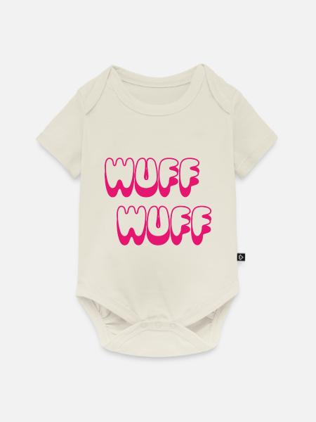 Wuff Wuff Hund - Baby Premium Kurzarmbody - Naturweiß