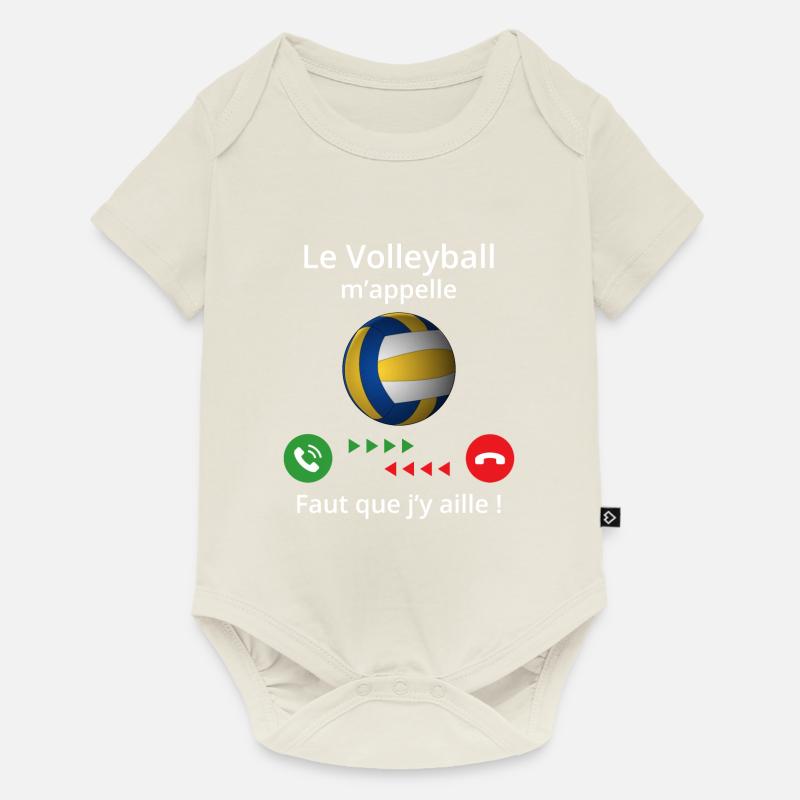le volleyball m'appelle - Body à manches courtes Premium Bébé - blanc cassé