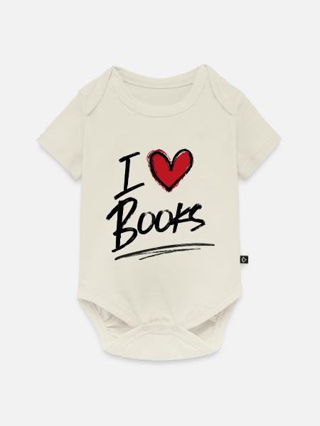 Ich liebe Bücher - Baby Premium Kurzarmbody - Naturweiß