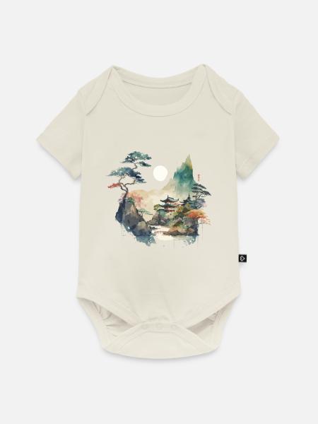 Tempellandschaft - Baby Premium Kurzarmbody - Naturweiß
