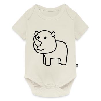 Rhinocéros Comic Animal - Body à manches courtes Premium Bébé - blanc cassé - Devant