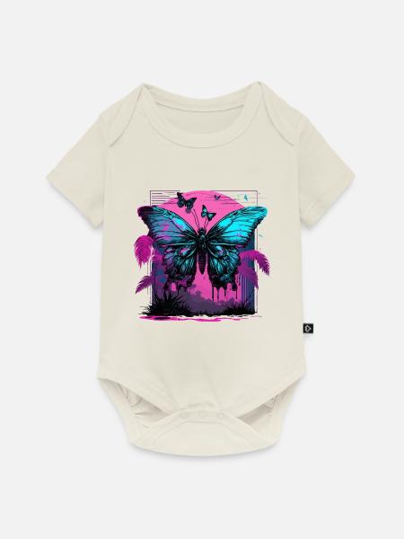 Nostalgische Transformation des Schmetterlings - Baby Premium Kurzarmbody - Naturweiß