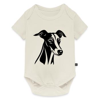 Tête de chien lévrier - Body à manches courtes Premium Bébé - blanc cassé - Devant
