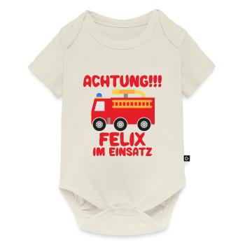 Felix Feuerwehr Vorname Baby Geburtstagsgeschenk - Baby Premium Kurzarmbody - Naturweiß - Vorne
