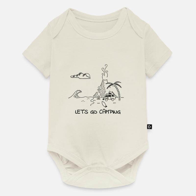 Lets go Camping Surfen - Baby Premium Kurzarmbody - Naturweiß