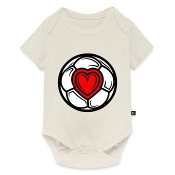 Amour du coeur de football - Body à manches courtes Premium Bébé - blanc cassé - Devant