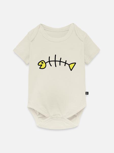 Glückliche Fischgräten - Baby Premium Kurzarmbody - Naturweiß
