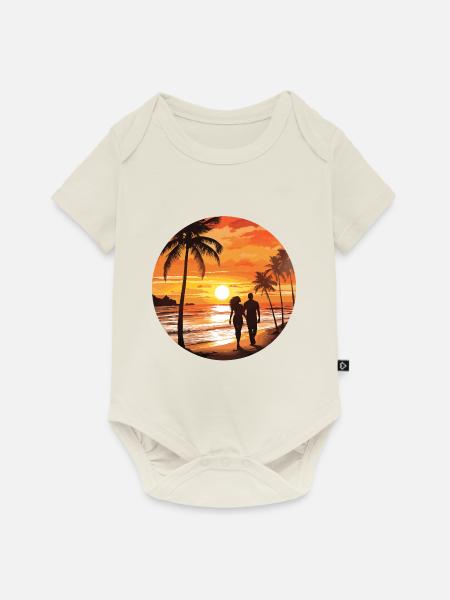 Strand Romantisches Paar - Baby Premium Kurzarmbody - Naturweiß
