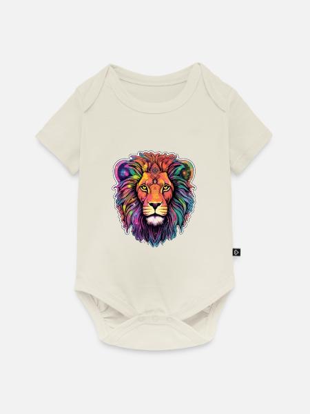 Löwe Himmlisch - Himmlisches Brüllen - Baby Premium Kurzarmbody - Naturweiß