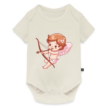 Ange de la Saint-Valentin en amour Cupidon - Body à manches courtes Premium Bébé - blanc cassé - Devant