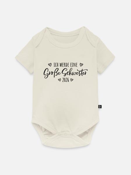 Ich werde eine große Schwester 2026 - Baby Premium Kurzarmbody - Naturweiß