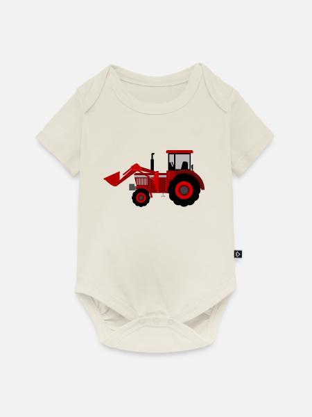 roter Traktor - Baby Premium Kurzarmbody - Naturweiß