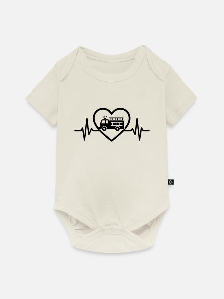 Feuerwehr Feuerwehrauto Herz - Baby Premium Kurzarmbody - Naturweiß