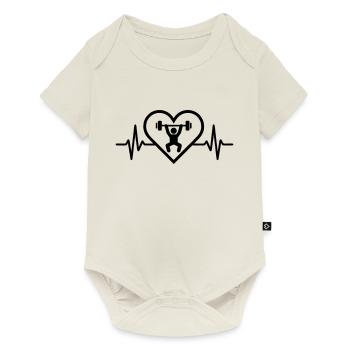 Weightlifting Barbell Heart - Baby Premium short-sleeve bodysuit - off white - Front