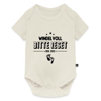 Säugling Baby 2022 Windel voll Bitte Reset - Baby Premium Kurzarmbody - Naturweiß - Vorne
