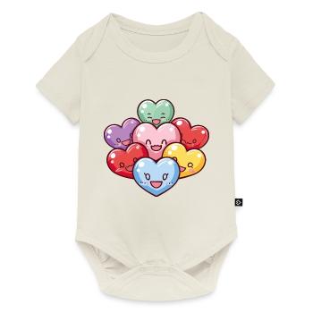 Colorful Hearts Group Love - Baby Premium short-sleeve bodysuit - off white - Front