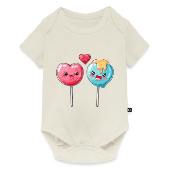 Sucette Couple Amour Coeur Saint Valentin - Body à manches courtes Premium Bébé - blanc cassé - Devant