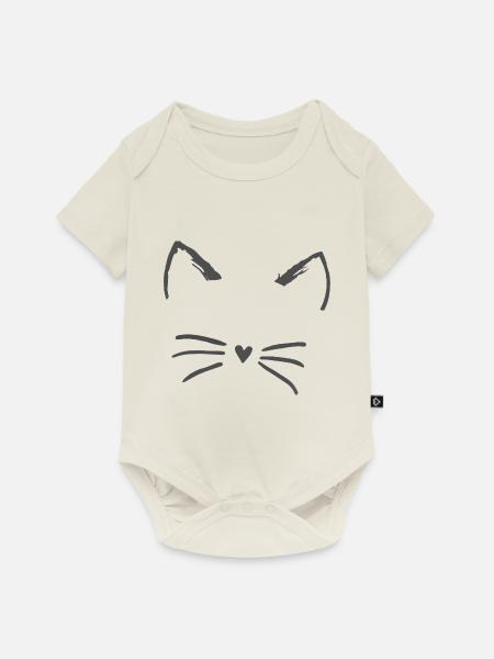 Cartoon Cat - Baby Premium Kurzarmbody - Naturweiß
