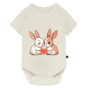 Lapin Couple Amour Pâques Dans L’amour - Body à manches courtes Premium Bébé - blanc cassé - Devant