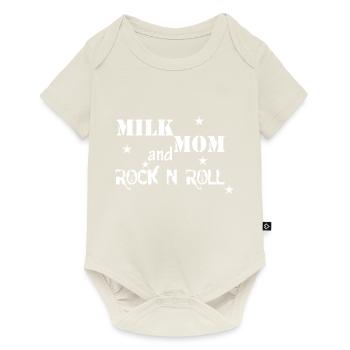 Milk,Mom, Rock'n'Roll - Baby Premium Kurzarmbody - Naturweiß - Vorne