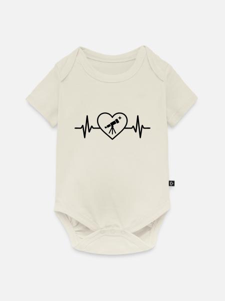 Herz Astronomie Teleskop Sterne - Baby Premium Kurzarmbody - Naturweiß