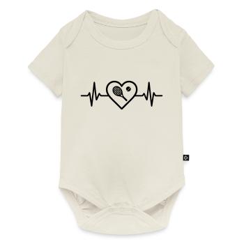 Herz Tennis Schlaeger Ball - Baby Premium Kurzarmbody - Naturweiß - Vorne