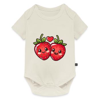 Strawberries Couple Love Heart Valentine's Day - Baby Premium short-sleeve bodysuit - off white - Front