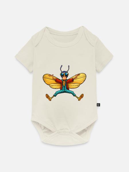 Fliege Yoga - Baby Premium Kurzarmbody - Naturweiß
