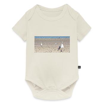 Les goélands à la plage - Body à manches courtes Premium Bébé - blanc cassé - Devant