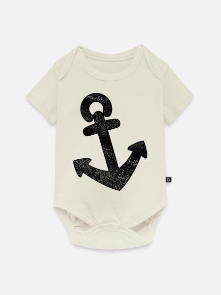 Anker Distressed - Baby Premium Kurzarmbody - Naturweiß