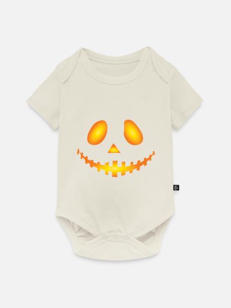 Kürbisgesicht Halloween - Baby Premium Kurzarmbody - Naturweiß