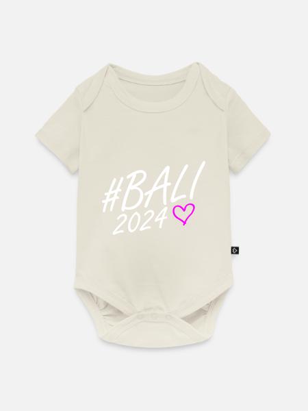 Bali 2024 Herz Reise - Baby Premium Kurzarmbody - Naturweiß