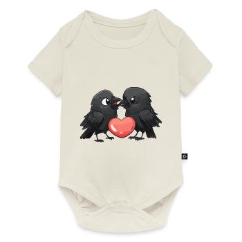 Raven Crow Couple Amour Couple Amoureux - Body à manches courtes Premium Bébé - blanc cassé - Devant