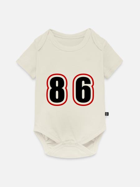86 Zahl College - Baby Premium Kurzarmbody - Naturweiß