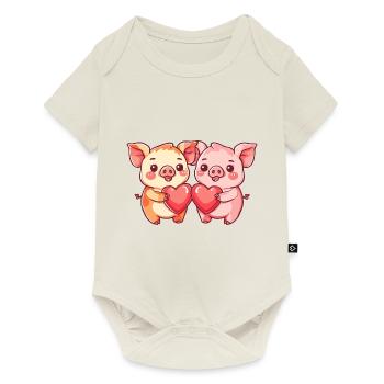 Pig Couple Love Couple In Love - Baby Premium short-sleeve bodysuit - off white - Front