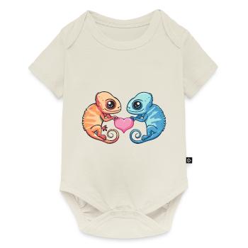 Chameleon Paar Liebe Couple Verliebt - Baby Premium Kurzarmbody - Naturweiß - Vorne