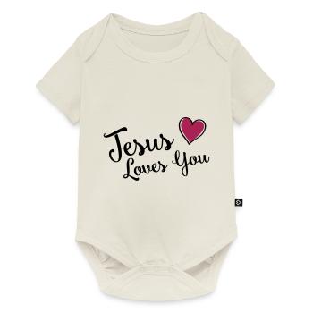 jesus loves you heart - Baby Premium short-sleeve bodysuit - off white - Front