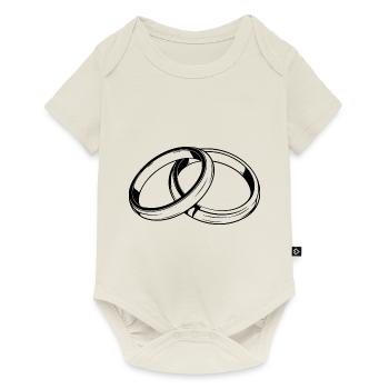 Alliances symbole silhouette mariage - Body à manches courtes Premium Bébé - blanc cassé - Devant