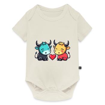 Taureau Couple Amour Couple Amoureux - Body à manches courtes Premium Bébé - blanc cassé - Devant