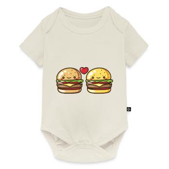 Burger Couple Love Heart Valentine's Day - Baby Premium short-sleeve bodysuit - off white - Front