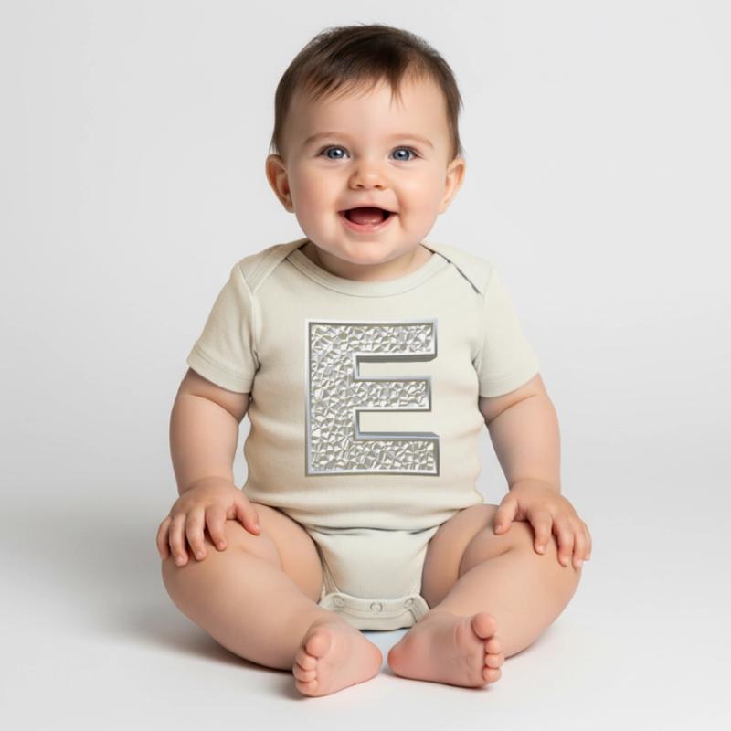 E, lettre, lettre E, initiale, initiale E, monogramme, Body à manches courtes Premium Bébé