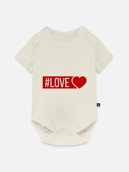 Liebe Herz - Baby Premium Kurzarmbody - Naturweiß