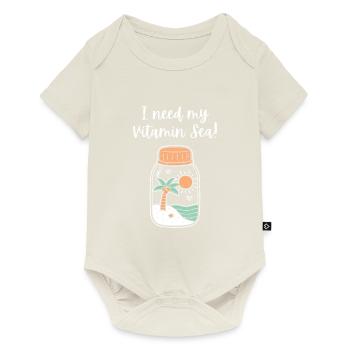 J’ai besoin de ma vitamine mer plage en bouteille drôle - Body à manches courtes Premium Bébé - blanc cassé - Devant