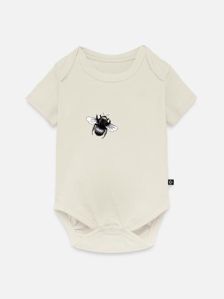 Die Hummel. Illustrativer Tier Print - Baby Premium Kurzarmbody - Naturweiß