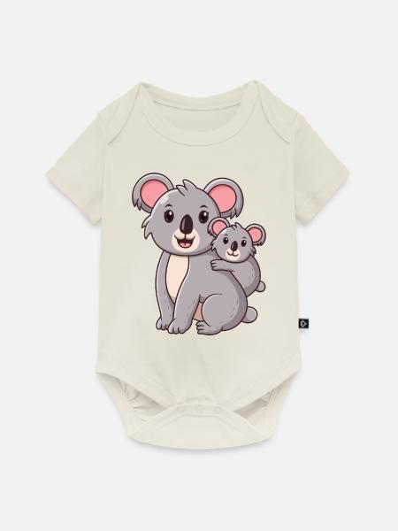 glücklicher Koalabär Koala - Baby Premium Kurzarmbody - Naturweiß