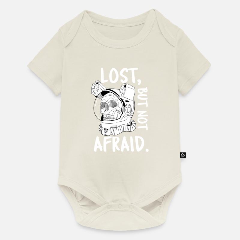 Perdu, mais pas effrayé. Crâne dans le casque Astronaut - Body à manches courtes Premium Bébé - blanc cassé