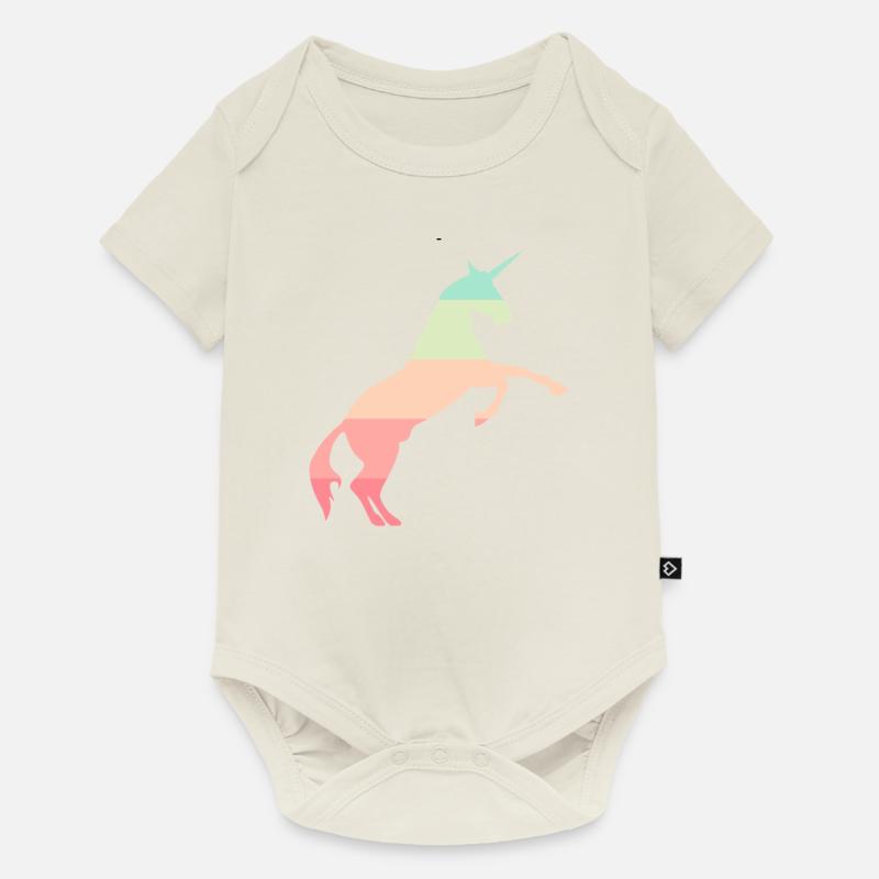 Licorne arc-en-ciel - Body à manches courtes Premium Bébé - blanc cassé