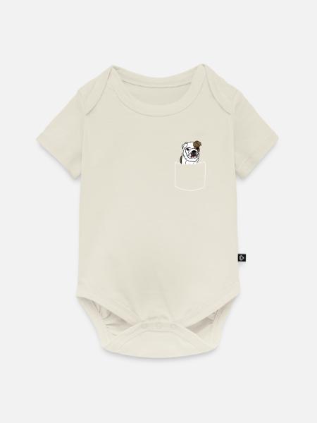 Bulldogge - Baby Premium Kurzarmbody - Naturweiß